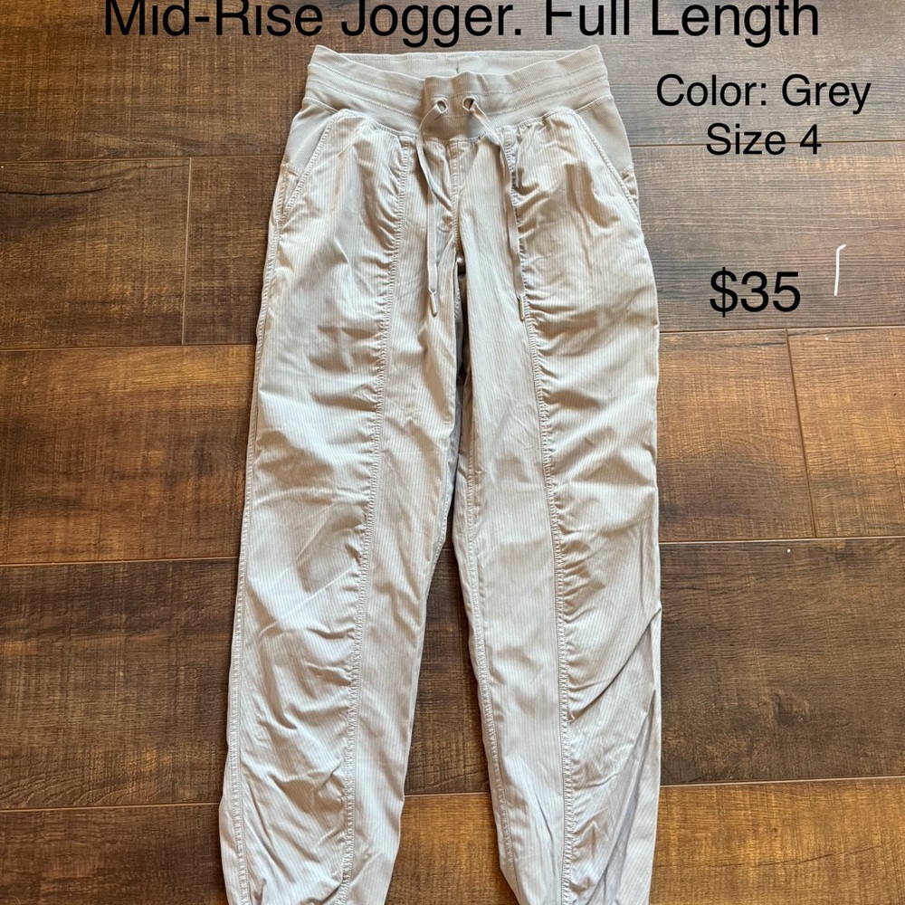 Gray Mid-Rise Jogger Pants